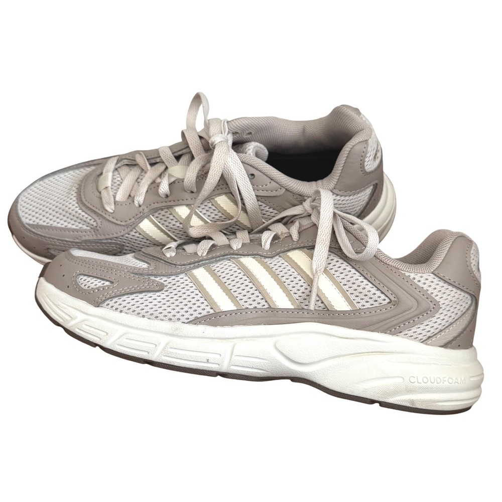 Adidas Strutter Sneakers Womens 6.5 Comfort Cloudfoam‎ Walking Shoes Taupe White